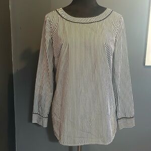 Navy stripe cotton dress shirt